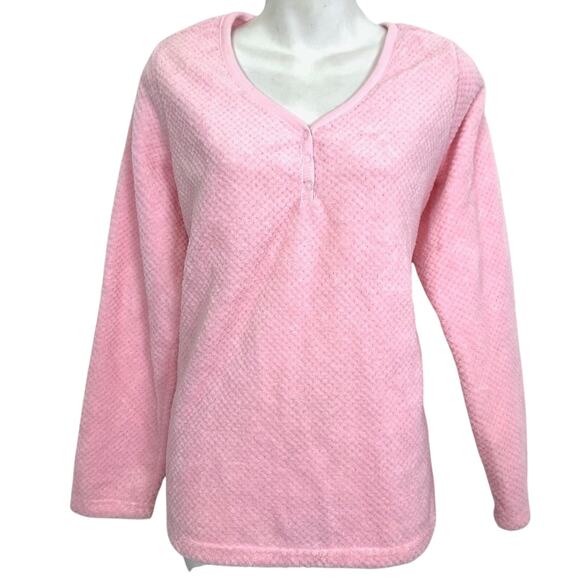 Rene Rofe Sleepwear Pajama Loungewear Cozy Women Pink Fleece Soft Top Sweater M - Picture 1 of 16